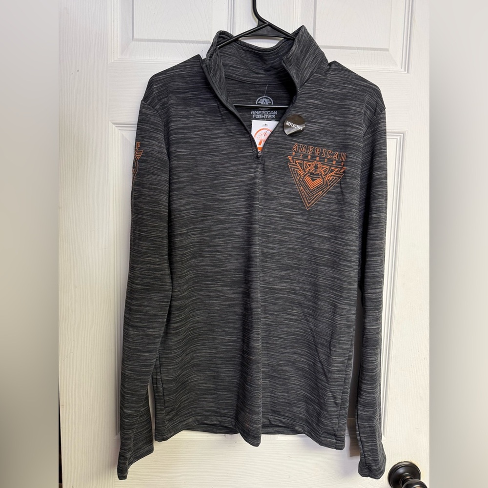 American Fighter Dellview Long Sleeve Mock Neck Gray Zip-Up Hoodie New With Tag